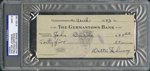 1943 Walter Johnson Signed Germantown Bank Check (PSA/DNA MINT 9)